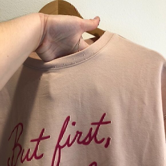 NEW NWT WILDFOX Statement Sweatshirt Solid Pink Cocktails Alcohol Crewneck Small - Picture 7 of 12
